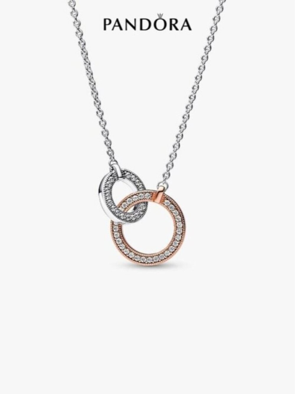 🌸✨🌸 Pandora Signature Two tone Intertwined Circles Necklace